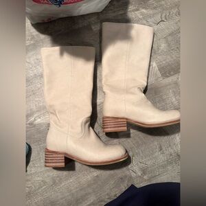 Cream Knee-High Women's Boots